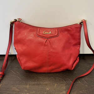 Coach Ashley Swingpack Leather Cherry Red Crossbody Bag 9”